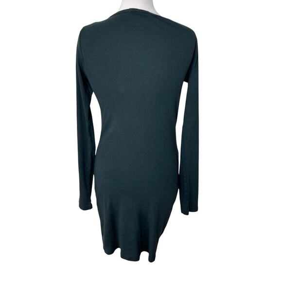 PRAIRIE UNDERGROUND Crewneck Cotton Long Sleeve Bodycon Dress Green MEDIUM - Picture 2 of 10